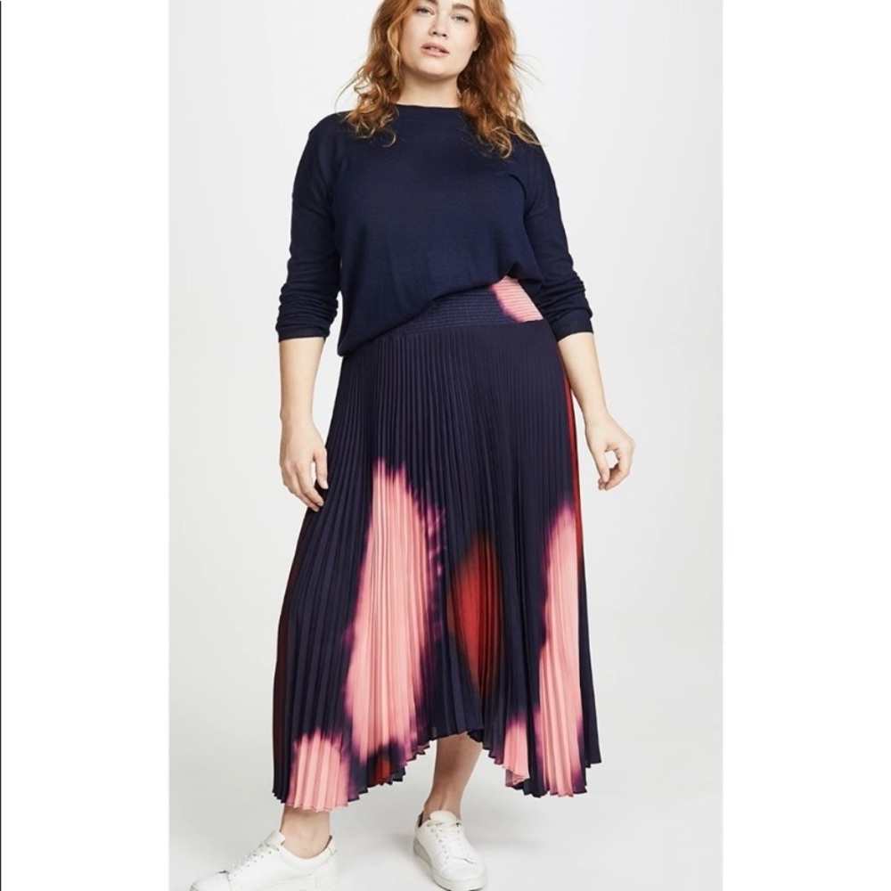 A.L.C. Sonali A-Line Tie Dye Pleated Skirt Sz 10 Ombré Midnight Multi Boho Artsy